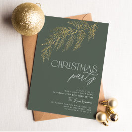 Green Gold Leaf Moderner Weihnachtsfeiertag im Par Einladung