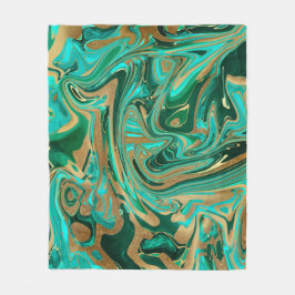 Green & Gold Liquid Marmor Fleecedecke