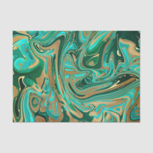 Green & Gold Liquid Marmor Seidenpapier