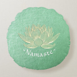 Green Gold Lotus Yoga Studio Meditation Instructor Rundes Kissen
