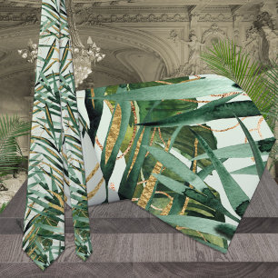 Green & Gold Majestät Palm Tropical Wedding Krawatte