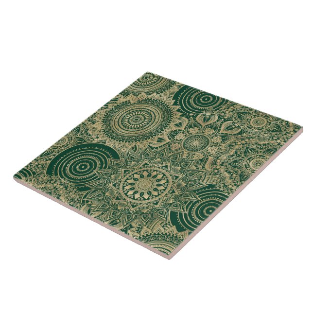 Green Gold Mandala Collection Fliese (Seite)