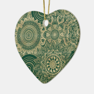 Green Gold Mandala Collection Keramik Ornament