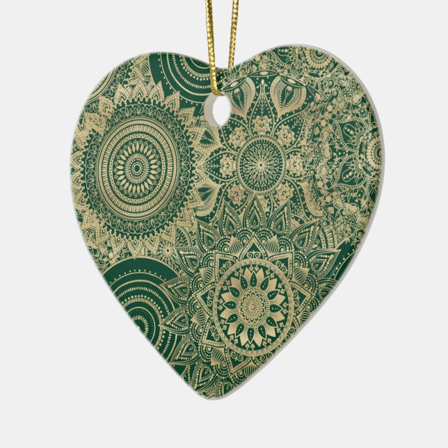 Green Gold Mandala Collection Keramik Ornament (Links)