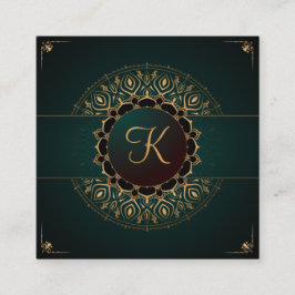 Green Gold Mandala Elegant Yoga Instructor Square Quadratische Visitenkarte