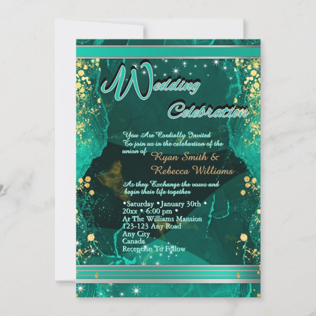 Green & Gold Marble Flat Card  (Vorderseite)
