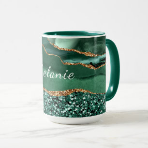 Green Gold Marble Glitzer Emerald Individuelle Nam Tasse