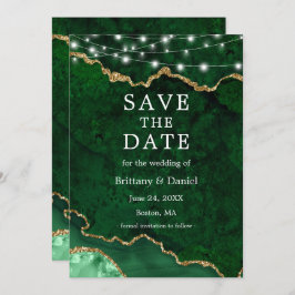 Green Gold Marmor Agate Geode Lights Save The Date