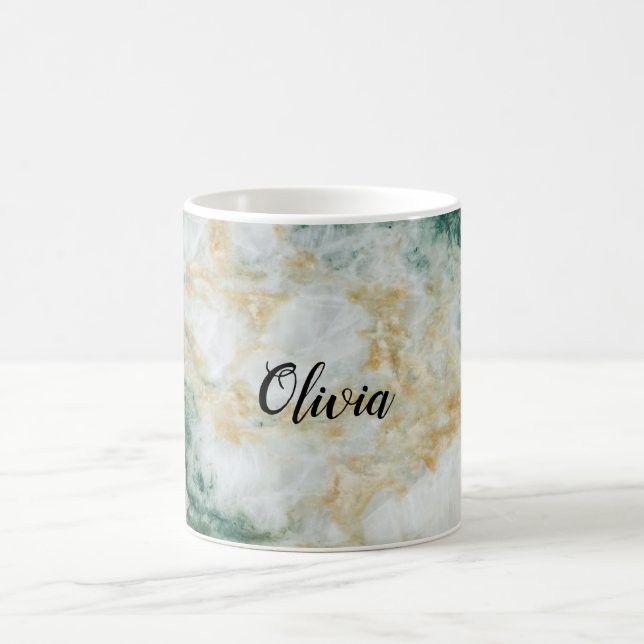 Green-Gold-Marmor-Personalisiert Kaffeetasse (Mittel)