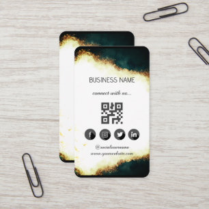 Green-Gold-Marmor - QR-Code für soziale Medien Visitenkarte
