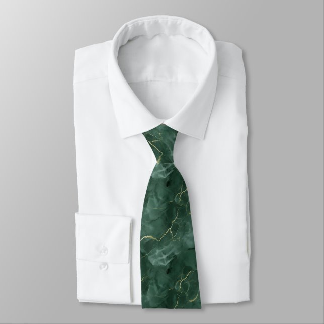 Green Gold Marmor Swirl Men's Krawatte (Gebunden)