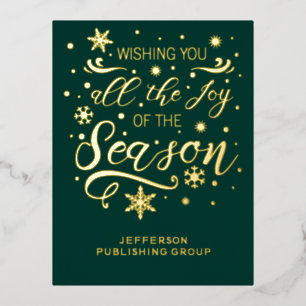 Green Gold Modern Business Holiday Foil Card Folien Feiertagspostkarte