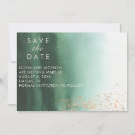 Green & Gold Modern Watercolor Ombre Save the Date Einladung