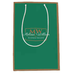 Green Gold Monogram Mittlere Geschenktüte