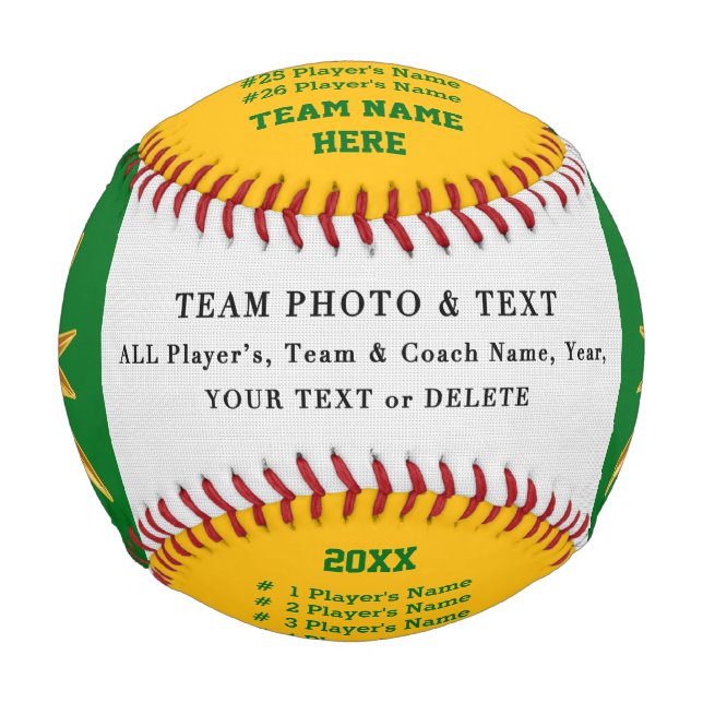Green Gold Personalisiert Baseball Ball Dankeslehr (Vorderseite)