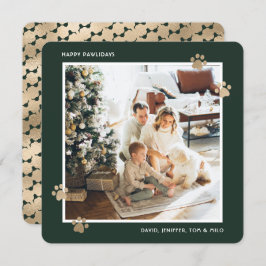 Green Gold Pet Besitzer Foto Happy Pawlidays Card Feiertagskarte