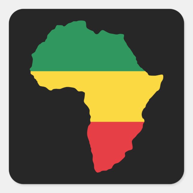 Green, Gold & Red Africa Flag Quadratischer Aufkleber (Vorderseite)