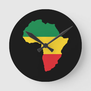 Green, Gold & Red Africa Flag Runde Wanduhr