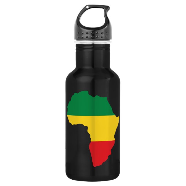 Green, Gold & Red Africa Flag Trinkflasche (Vorderseite)