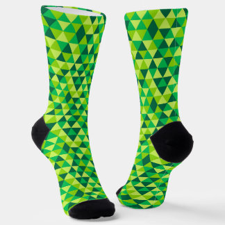 Green Gold Retro Diamond Triangle Muster Socken