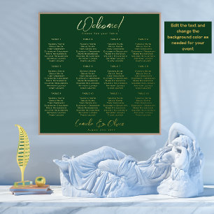 Green Gold Seating Chart 12 Tabelle Real Foil Foliendrucke