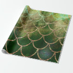 Green & Gold Shimmer Meerjungfische Scala Geschenkpapier<br><div class="desc">Sonderverpackungspapier</div>