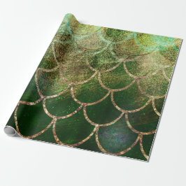 Green & Gold Shimmer Meerjungfische Scala Geschenkpapier