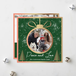 Green Gold Snow Weihnachtsschmuck 2 Foto Feiertagskarte