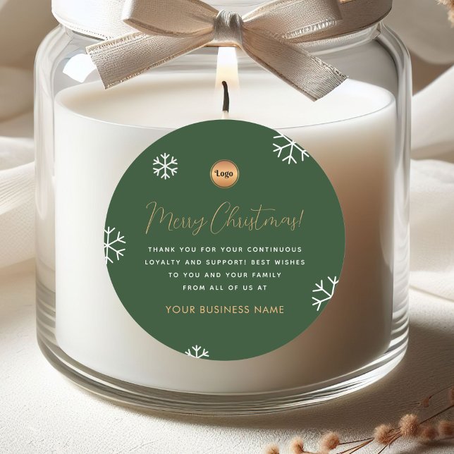 Green Gold Snowflags Custom Company Logo Weihnacht Runder Aufkleber (Von Creator hochgeladen)