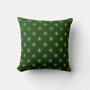 Green & Gold Snowflake Cushion Kissen