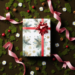Green Gold Snowflake Holiday Luxus Wasserfarbe Geschenkpapier