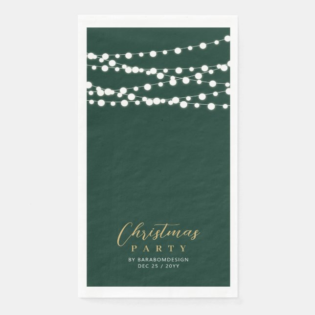 Green Gold String Lights Elegant Christmas Holiday Serviette (Vorderseite)