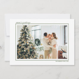 Green & Gold Stripes Foto der Jahreszeit Feiertagskarte