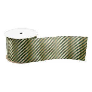 Green Gold Strips Weihnachten Satin Ribbon Satinband