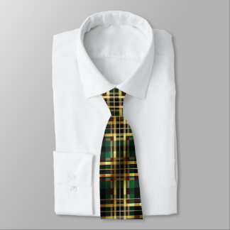 Green & Gold Tartan Plaid Krawatte
