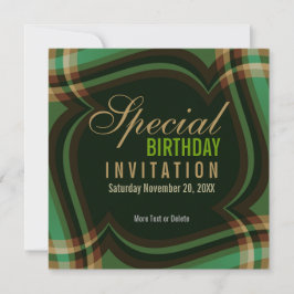 Green Gold Tartan Square Einladung
