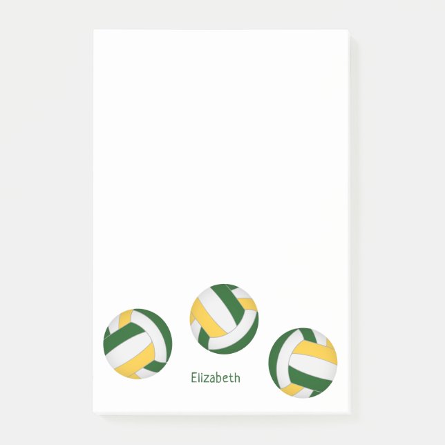Green Gold Team Farben Volleyballs Name des Spiele Post-it Klebezettel (Vorderseite)