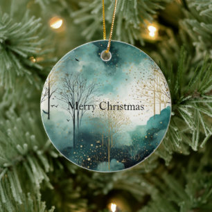 Green Gold Trees Weihnachten Keramik Ornament