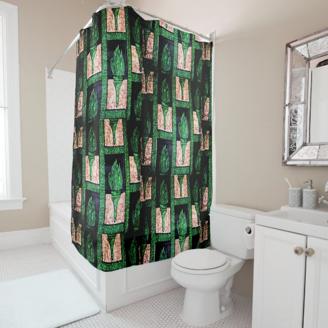Green & Gold Tribal Bath Accent Duschvorhang (Beispiel)