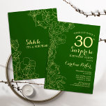 Green Gold Überraschung 30. Geburtstag Party Einladung<br><div class="desc">Blumengrün-Gold Überraschung 30. Geburtstag Party Einladung. Minimalistisches modernes Design mit botanischen Akzenten und Typografie-Script-Schriftart. Einfache florale Einladungskarte perfekt für eine stilvolle weibliche Überraschung am Tag. Kann für jedes Alter angepasst werden.</div>