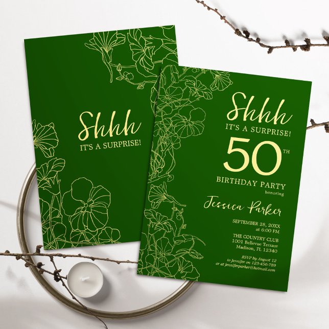 Green Gold Überraschung 50. Geburtstag Einladung (Von Creator hochgeladen)