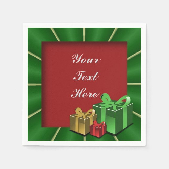 Green Gold und Red Christmas Boxes Napkins Serviette (Vorderseite)