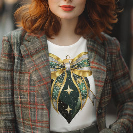 Green Gold und Silber Ornament and Bow Tri-Blend Shirt