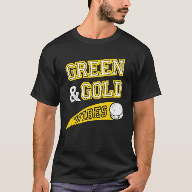 Green & Gold Vibes Hockey Team Fan T-Shirt (Vorderseite)