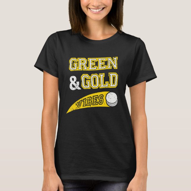 Green & Gold Vibes Hockey Team Fan T-Shirt (Vorderseite)