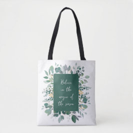 Green Gold Watercolor Botanical Seasonal Tote Bag