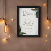 Green Gold Watercolor Brautparty Willkommen