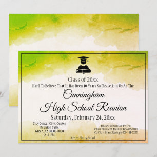 Green Gold Watercolor High School Wiedersehen Einladung
