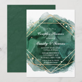 Green Gold Watercolor Paare Dusche Einladung