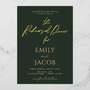 Green Gold Wedding Modern Typografy Script Folieneinladung